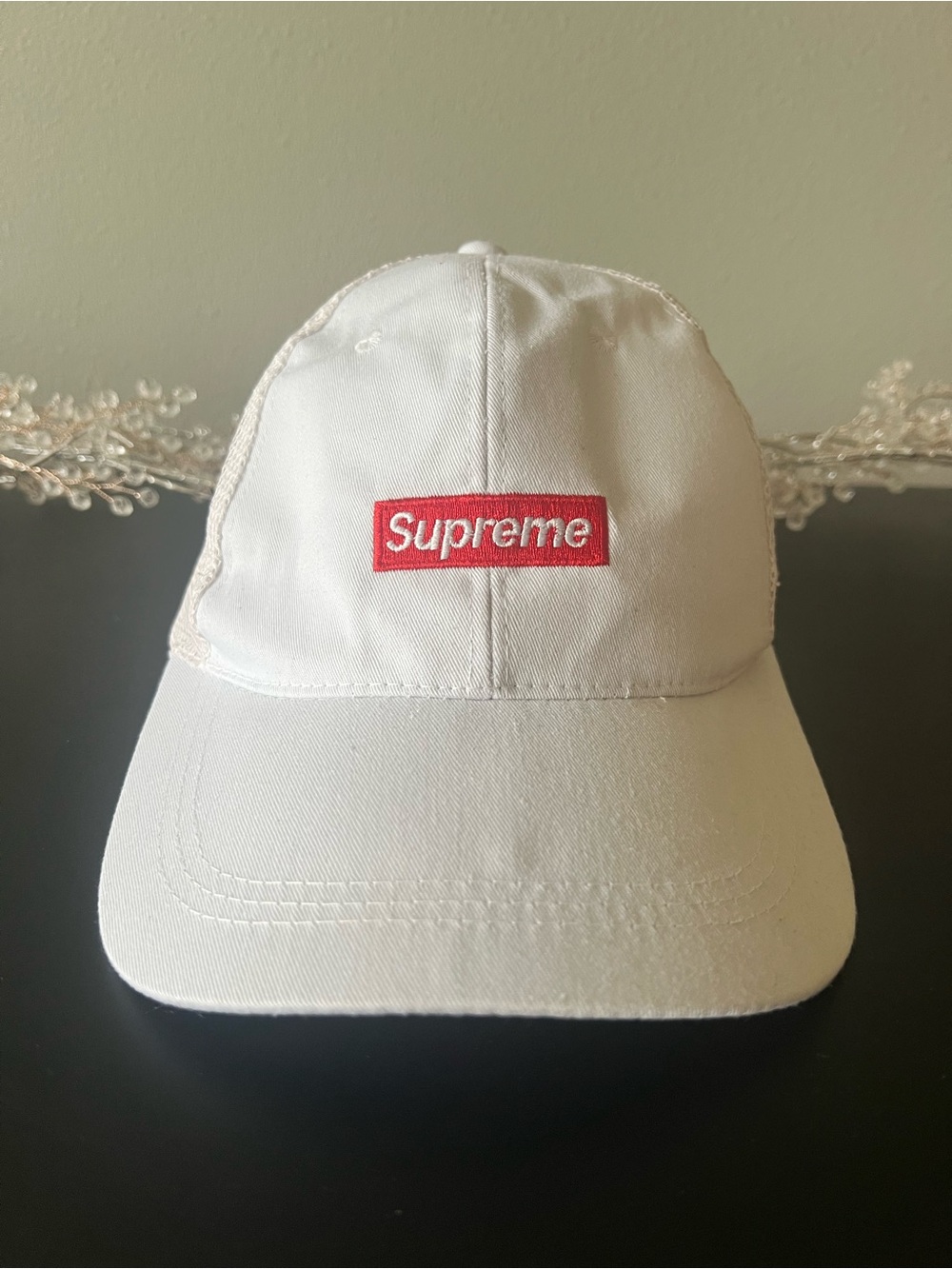 Supreme White Cap with Red Logo